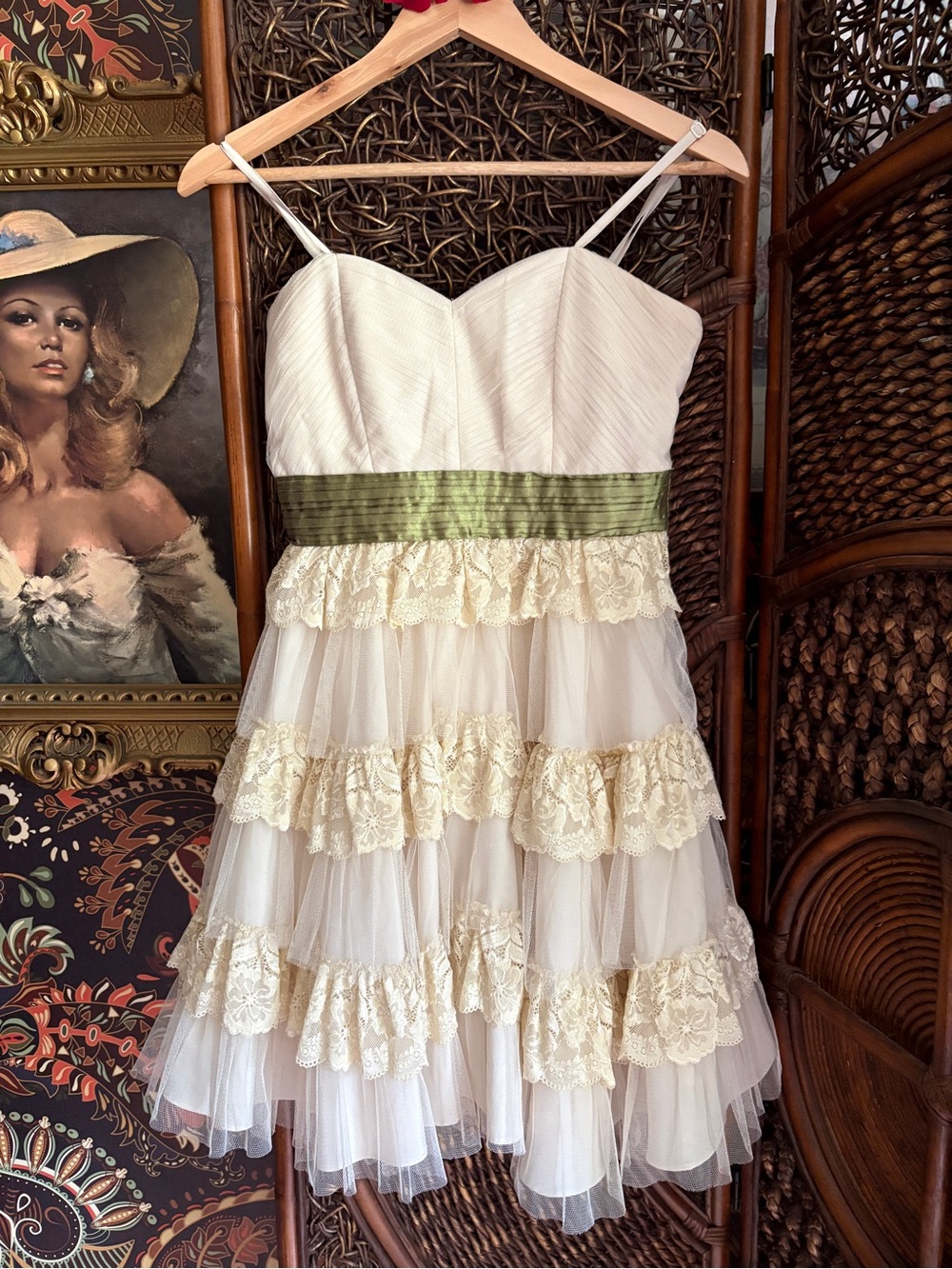 ModCloth Minuet Vintage Y2K Lace Tulle Tiered Corset Dress Cottagecore Fairy S